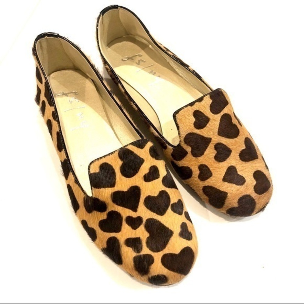 fs/ny 100% real cowhide animal print leopard flats